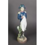 LLADRO, SPANISH PORCELAIN FIGURE OF NAPOLEON, modelled standing, in military uniform, on a