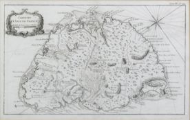 ENGRAVED MAP OF THE ISLE DE FRANCE, thought to be 18th century 'carte de l'isle de france echelle de