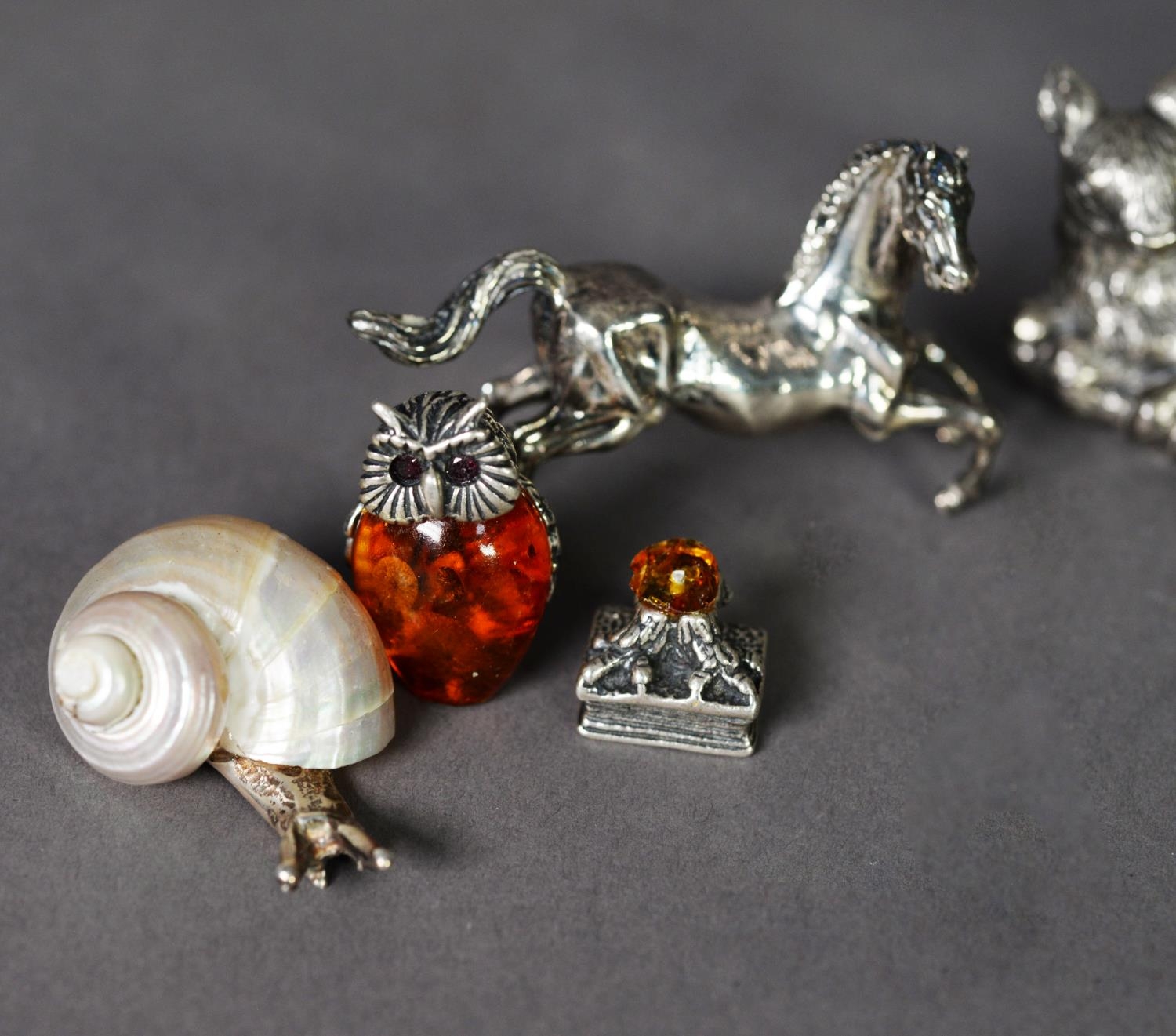 COLLECTION OF EIGHT STERLING OR 800 STANDARD SILVER COLOURED METAL MINIATURE MODELS OF ANIMALS, some - Image 2 of 2