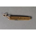 PLAIN 9ct GOLD CLAD PENKNIFE, with two small stainless steel blades, 2 3/8in (6cm) long the case,