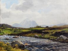 FRANK MCKELVEY R.H.A. R.U.A. (1895-1974) Oil on canvas-board ‘The River at Bramley, Co. Donegal’