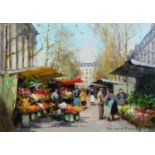 ÉDOUARD-LEON CORTÈS (1882 – 1969) Oil painting on canvas ‘The Flower Market’ S Signed lower right 12