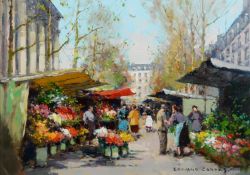 ÉDOUARD-LEON CORTÈS (1882 – 1969) Oil painting on canvas ‘The Flower Market’ S Signed lower right 12