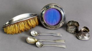 MIXED LOT OF GEORGE III AND LATER SILVER, comprising: NAPKIN RING, GEORGE III SCOTTISH CONDIMENT