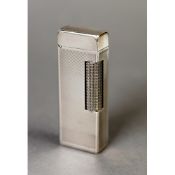 DUNHILL 'ROLLAGAS' SWISS SILVER PLATED POCKET CIGARETTE LIGHTER, rectangular with engine turned