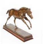 PHILIP BLACKER (1949), BRONZE MODEL OF A RACEHORSE IN GALLOPING POSE, with front legs off the