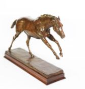 PHILIP BLACKER (1949), BRONZE MODEL OF A RACEHORSE IN GALLOPING POSE, with front legs off the