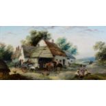 GEORGINA LARA (FL. 1862-1871) Pair of oils on canvas ‘The Village Gathering’ Signed lower left