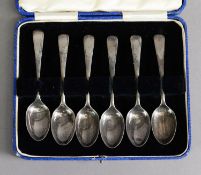 GEORGE V SET OF SIX COFFEE SPOONS, in matched case, Sheffield 1927, 2.2ozt, and TWO PAIRS OF