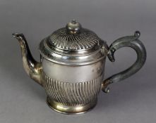 VICTORIAN EMBOSSED SILVER TEA FOR TWO TEAPOT BY WILLIAM HUTTON & Co Ltd, of part wrythen fluted
