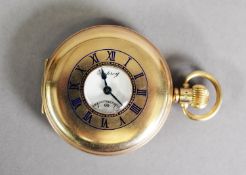 VERTEX, SWISS 9ct GOLD DEMI-HUNTER POCKET WATCH with 15 jewels keyless movement, the white roman