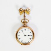 ENGLISH-MADE ROLLED GOLD 'STAR' CASED FOB WATCH with English seven jewels keyless movement, white