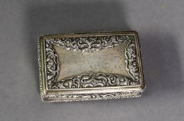 VICTORIAN ENGINE TURNED SILVER SNUFF BOX BY FRANCIS CLARK, of typical form with flower head and