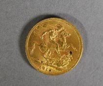 GEORGE V 1912 GOLD FULL SOVEREIGN (Sydney Mint) (EF)