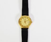 GENT'S ZENITH QUARTZ GOLD PLATED WRISTWATCH, the gold coloured two-part circular dial with batons,