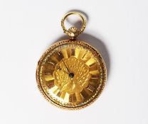 LADY'S VICTORIAN 18ct GOLD OPEN FACED POCKET WATCH WITH KEY WIND MOVEMENT, the elaborate gold