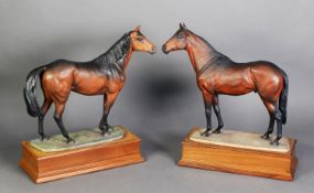 ALBANY FINE CHINA ANIMALIER GROUPS: Brigadier Gerard and Mill Reef, both modelled by David