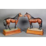 ALBANY FINE CHINA ANIMALIER GROUPS: Brigadier Gerard and Mill Reef, both modelled by David