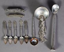 STERLING SILVER (950 STANDARD) SPOON, modelled as a Geisha with open parasol pattern bowl, 5 ½” (