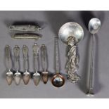 STERLING SILVER (950 STANDARD) SPOON, modelled as a Geisha with open parasol pattern bowl, 5 ½” (