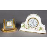 WEDGWOOD CHINA ‘WILD STRAWBERRY’ CHINA MANTEL CLOCK; a PALLADIO, VENETIAN PORCELAIN GROUP of a