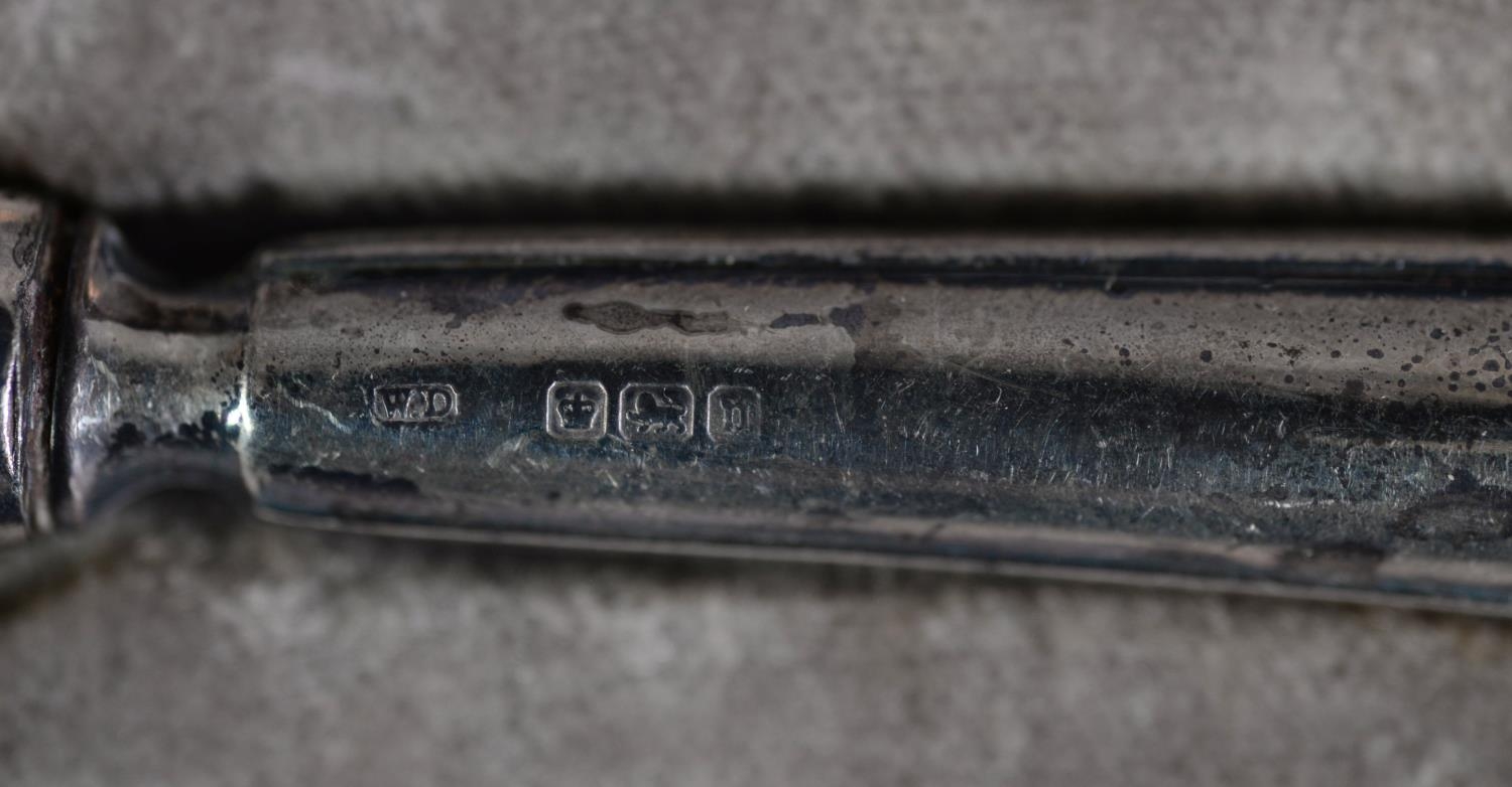 CASED SET OF SIX AFTERNOOOON TEA KNIVES WITH FILLED SILVER HANDLES, together with ANOTHER, PART - Image 2 of 2