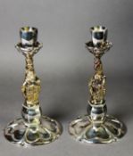 CASED PAIR OF LIMITED EDITION WEIGHTED SILVER AND GILT ‘QUEEN’S BEASTS CANDLESTICKS’ BY RICHARD