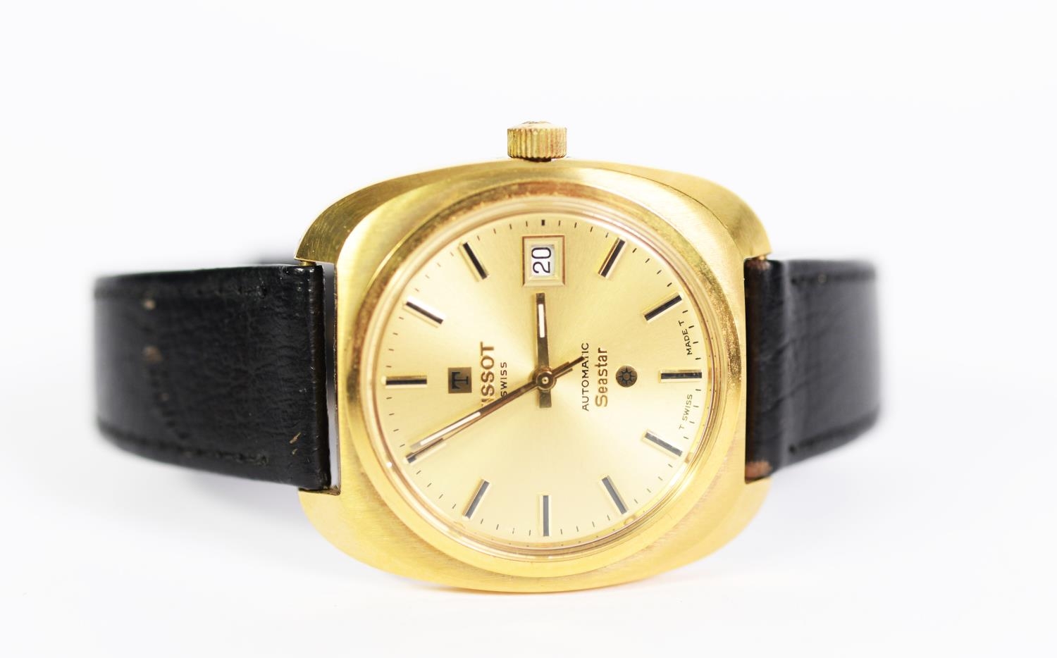 GENT'S TISSOT SEASTAR SWISS AUTOMATIC WRISTWATCH in gold plated case, the circular gold coloured