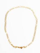 9ct GOLD CHAIN NECKLACE, with long and short flattened curb pattern links, 21in (53.5cm) long,