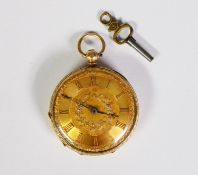 RALPH WALSH, DUBLIN, No 43043, VICTORIAN 18ct GOLD OPEN-FACED POCKET WATCH with key wind movement,