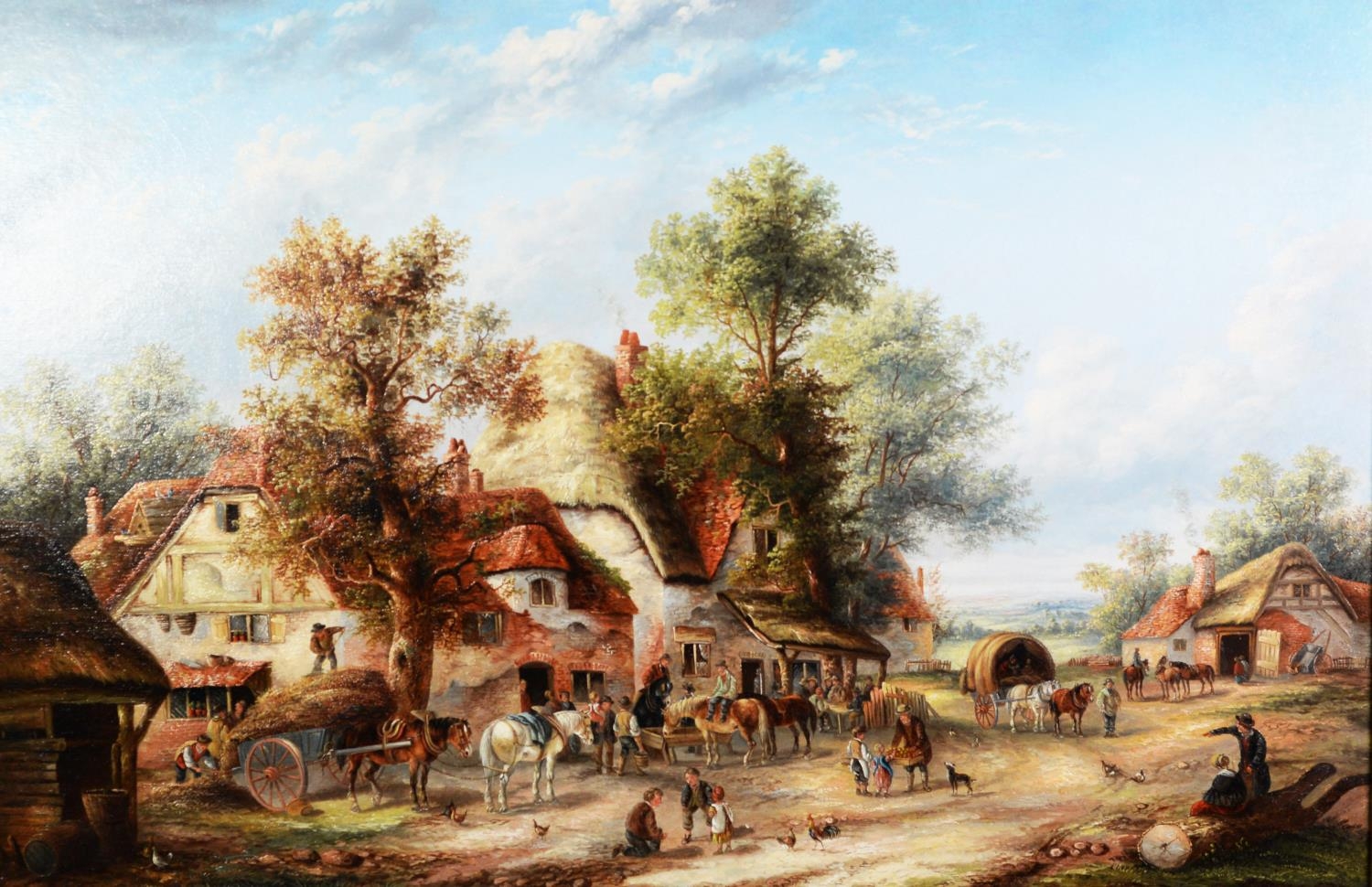 ATTRIBUTED TO EDWARD MASTERS (ACT. 1860-1880) OIL ON CANVAS c.1860 'A Busy Village Scene' c.1860,