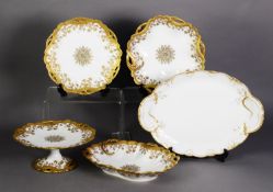 DE HAVILAND LIMOGES PART DESSERT SERVICE, with gilt decoration, plus an associated cake tray [10]