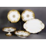 DE HAVILAND LIMOGES PART DESSERT SERVICE, with gilt decoration, plus an associated cake tray [10]