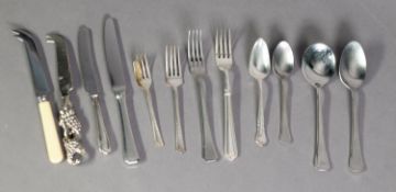 ELECTROPLATED CUTLERY, to include: PAIR OF SALAD SERVERS, SERVING SPOONS, AYNSLEY CAKE SLICE, and