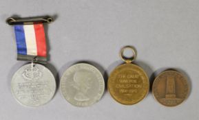 CHURCHILL CROWN 1965; WWI 1914 - 1919 MEDAL, awarded to Pte J Blaine, Manchester Regiment; CLJ Doman