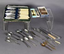 MIXED LOT OF ELECTROPLATED CUTLERY, including: PART TABLE SERVICE , CASED SET OF SIX PAIRS   OF FISH