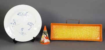 Wedgwood china ‘Clarice Cliff’ conical SUGAR CASTOR; a CARLTON WARE OBLONG DISH and Royal Academy of