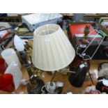 FIVE TABLE LAMP BASES, one with shade, (5)