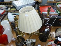 FIVE TABLE LAMP BASES, one with shade, (5)