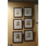 A. G. BUONO, SET OF EIGHT SMALL ARTIST SIGNED COLOUR PRINTS, VASES OF FLOWERS, 4 ½” X 3 ½” AND A SET