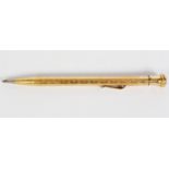 WAHL EVERSHARP ROLLED GOLD PROPELLING PENCIL with engine turned decoration, 5 3/8in (13.5cm) long