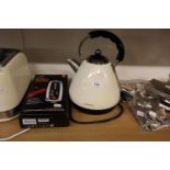 CLOCKWORKS TWO SLICE TOASTER, MATCHING KETTLE, AND A CTEK MX5 5.0 BATTERY CHARGER AND MAINTAINER (4)