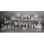 A GROUP OF LEAD CRYSTAL GLASSES, including some Waterford, plus other champagne coupes,