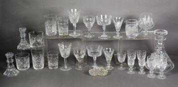 A GROUP OF LEAD CRYSTAL GLASSES, including some Waterford, plus other champagne coupes,