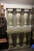 A PAIR OF STONE EFFECT MDF ANGLED BALUSTRADES, 39 ½” (100.5 cm) H