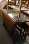 1930's OAK BARLEY TWIST LEGGED GATE-LEG TABLE