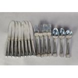 TWENTY TWO PIECE STAINLESS STEEL PART SERVICE OF TABLE CUTLERY, originally for eight persons,