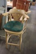 A PAIR OF KITCHEN BENTWOOD TALL BREAKFAST BAR STOOLS