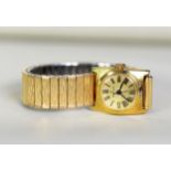 LADY'S SINDACO SWISS GOLD PLATED BRACELET WATCH with mechanical movement, roman dial with centre