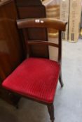 MAHOGANY SINGLE CHAIR, HAVING RED UPHOLSTERED SEAT